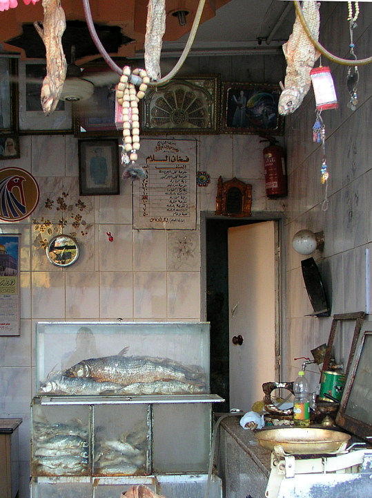 Fischgeschäft in Assuan, Ägypten