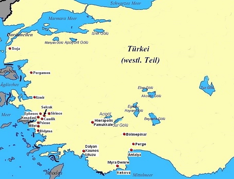 Karte der T�rkei - Map of Turkey